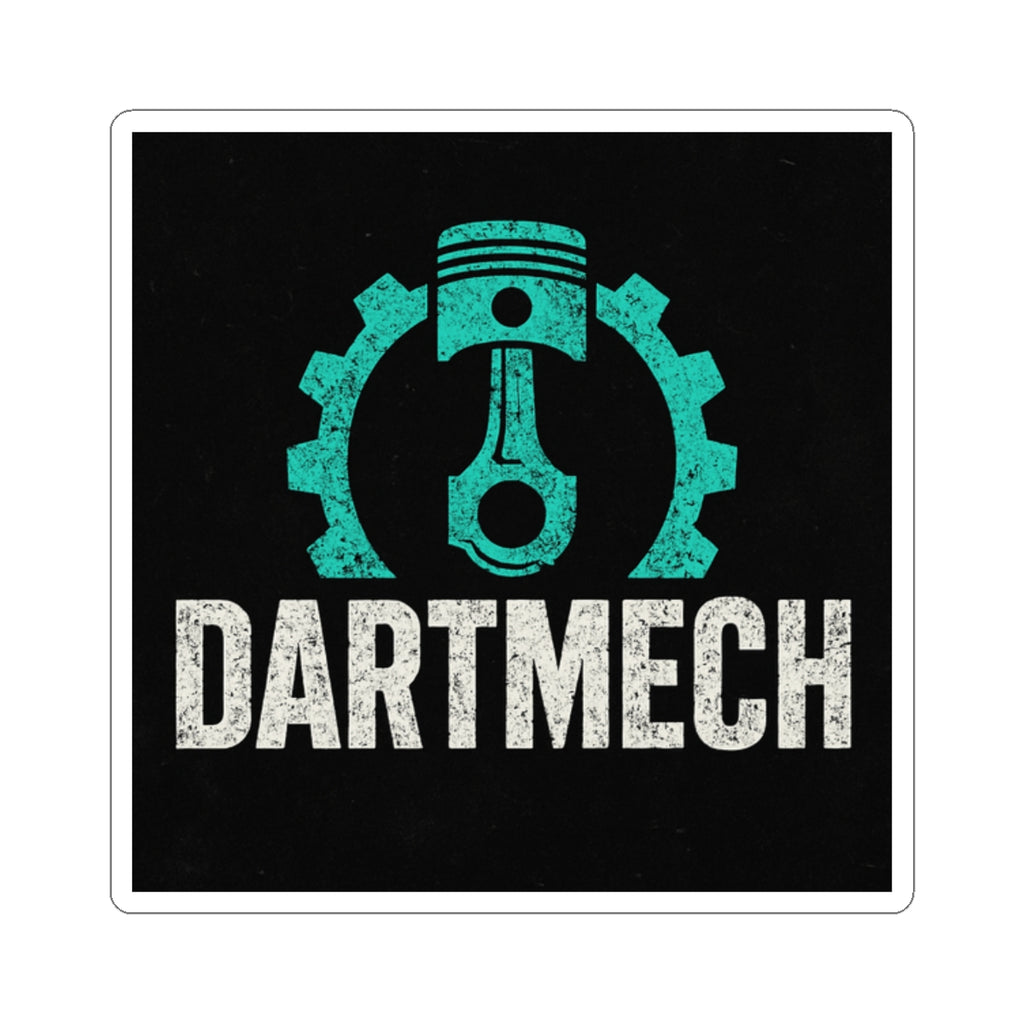 DartMech Piston & Gear Kiss-Cut Sticker — Mechanic Technician Laptop Decal