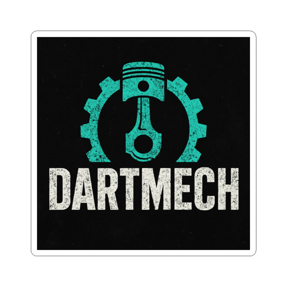 DartMech Piston & Gear Kiss-Cut Sticker — Mechanic Technician Laptop Decal